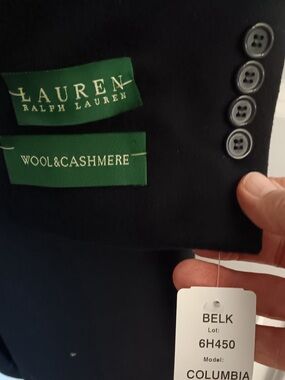 Lauren Ralph Lauren Black Wool-Cashmere Columbia Blazer